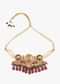 Cream And Black Minakari Necklace With Kundan And Rani Pink Bead Fringes