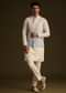 Cream And Blue Ombre Embroidered Silk Jacket Set