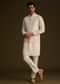 Cream And Pink Ombre Embroidered Silk Jacket Set