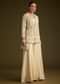 Cream Embroidered Croptop Palazzo And Jacket Set