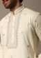 Cream Embroidered Linen Kurta Salwar For Men