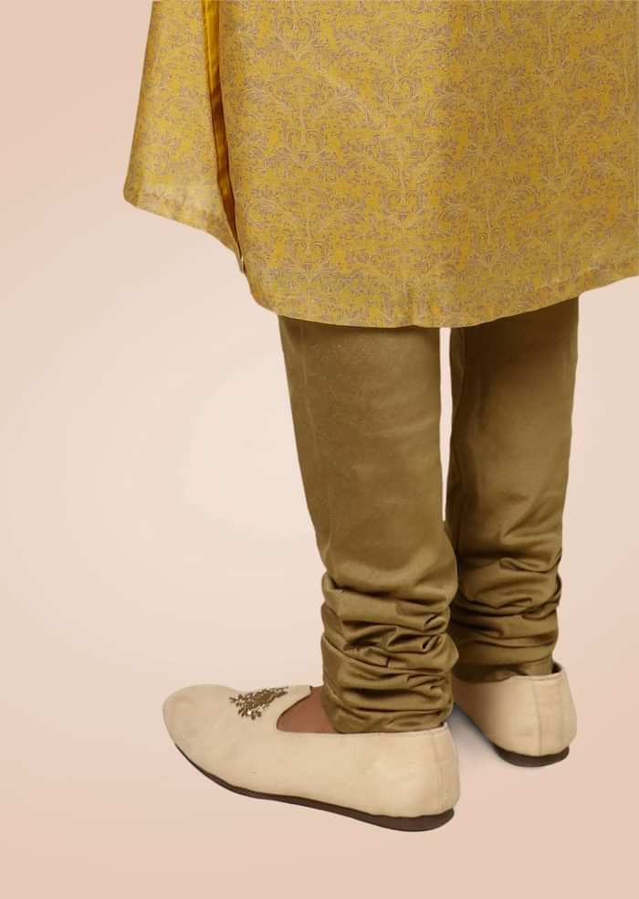 Light Beige Juttis In Suede With Zari Embroidered Motif