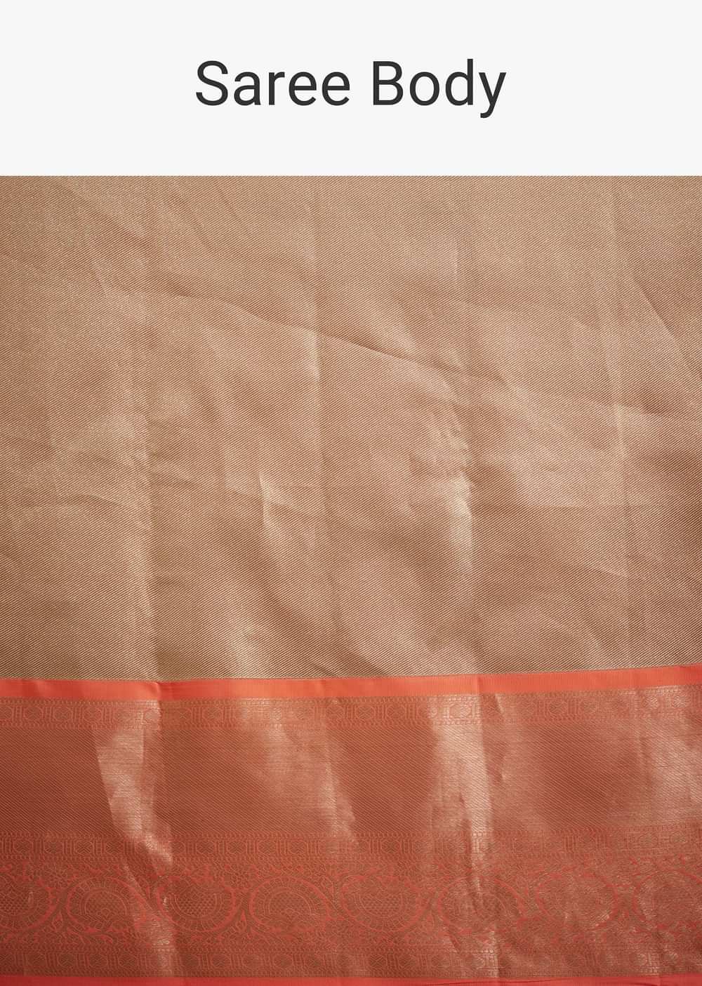 Cream Kanjivaram Silk Saree With Contrast Border And Pallu