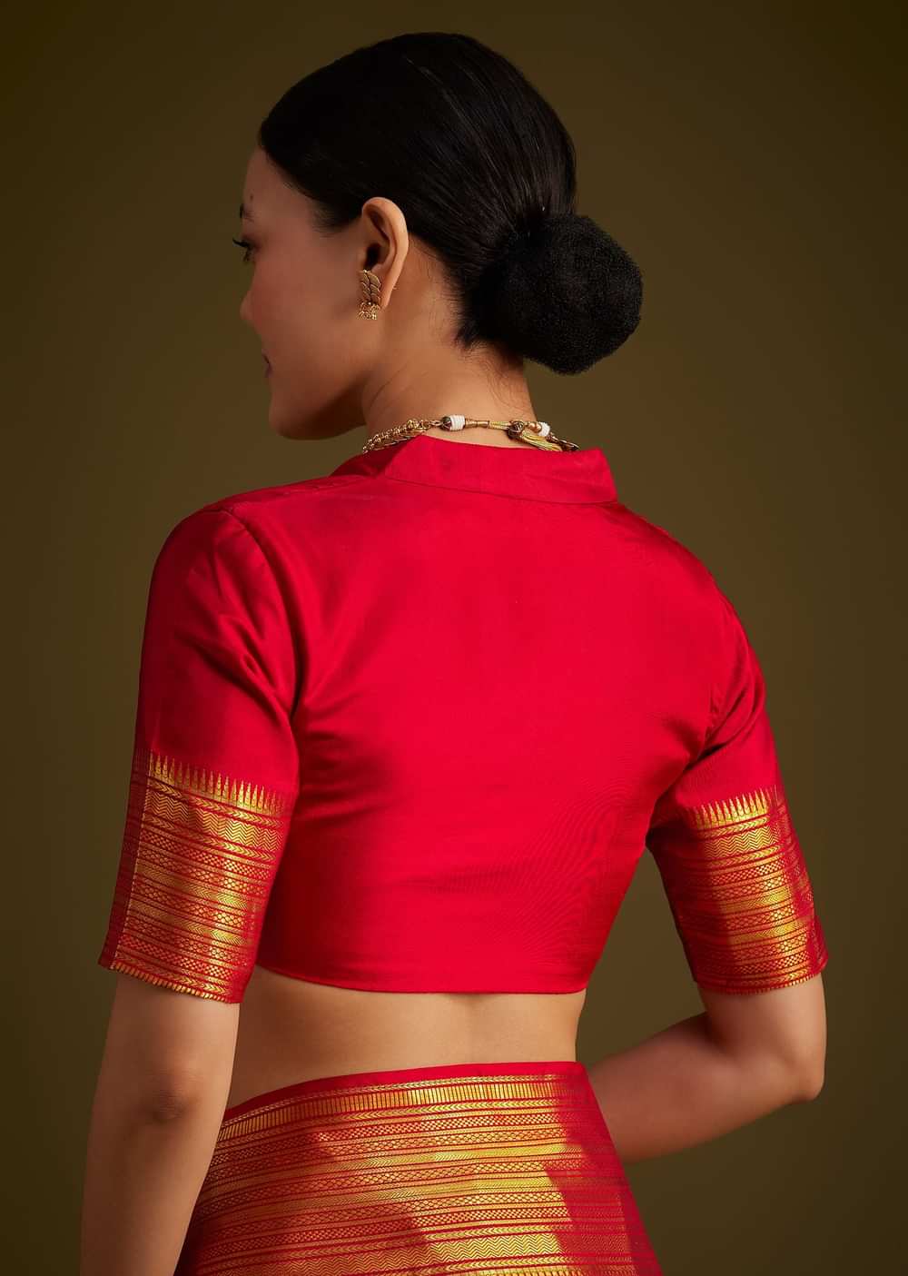 Beige Kanjivaram Silk Saree With Contrast Border