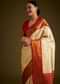 Beige Kanjivaram Silk Saree With Contrast Border