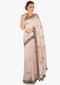 Cream peach saree in silk with gotta patch and resham embroidered butti only on Kalki