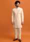 Cream Silk Nawabi With Self Work For Men