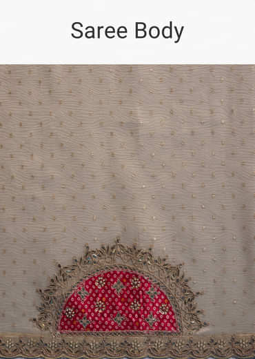 Cream Tissue Organza Saree With Intricate Hand Embroidery