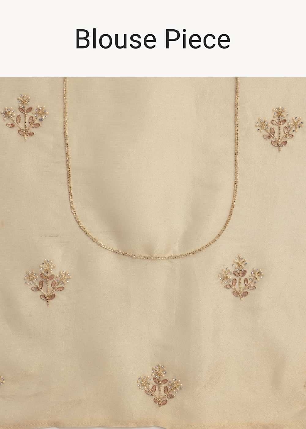 Beige Tissue Saree With Gotta Work And Unstitched Blouse