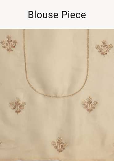 Beige Tissue Saree With Gotta Work And Unstitched Blouse