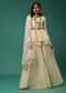 Cream White Embroidered Lehenga Set With Peplum Top In Georgette