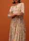 Cream White Kurti In Santoon With Floral Print And Cutdana Embellishments