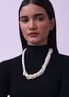 Cream White Long Mala Embellished with Mother Of Pearls