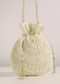Pearl White Satin Silk Potli Bag With Pearl