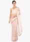 Crepe pink organza saree in white thread embroidered butti and border only on Kalki