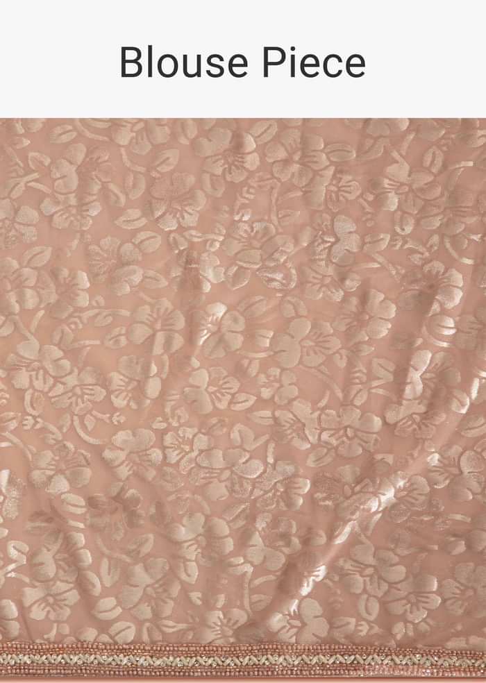 Crepe pink organza saree in white thread embroidered butti and border only on Kalki