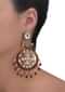 Crescent Shaped Gold Plated Earrings With Kundan, Stones, Pearls And Red Mina Work Online - Kalki Fashion
