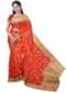 Crimson red banarasi silk saree with weaved pattern only on Kalki