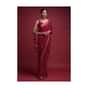Crimson Red Saree In Chiffon Blend With Cut Dana And Kundan Embellished Moroccan Pattern Online - Kalki Fashion