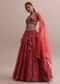 Crimson Red Zardosi Embroidered Choli Lehenga Set With A Net Dupatta