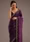 Wine Crushed Tissue Silk Cutdana Scallop Bordered Saree