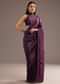 Wine Crushed Tissue Silk Saree With Cutdana Scallop Border