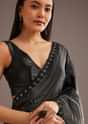 Crushed Tissue Silk Saree With Cutdana Scallop Border