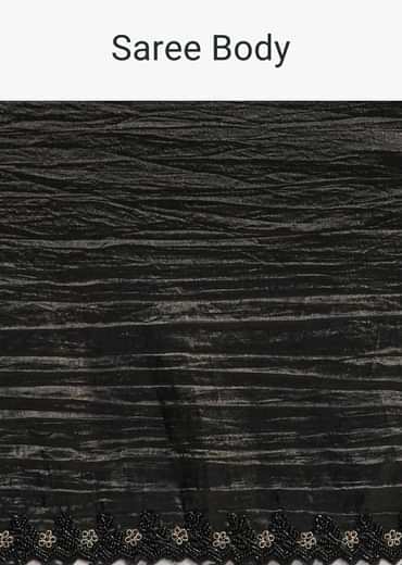 Crushed Tissue Silk Saree With Cutdana Scallop Border