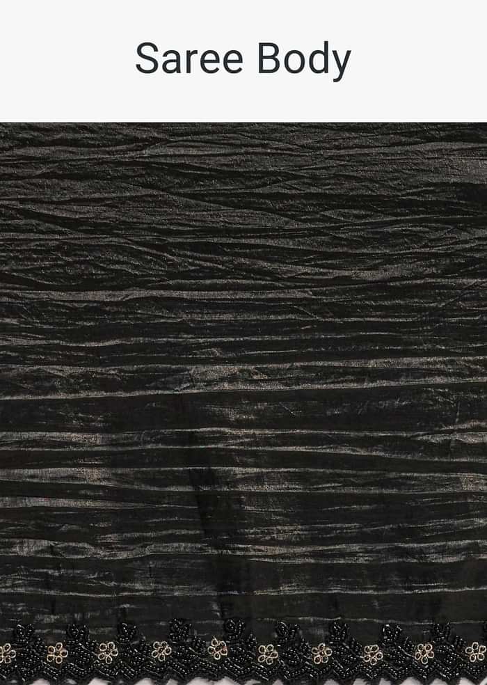 Crushed Tissue Silk Saree With Cutdana Scallop Border