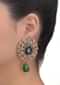 Crystal Studded Earrings With Midnight Blue Stone And Green Dangling Drop Online - Kalki Fashion