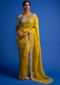 Cyber Yellow Saree In Organza With Cut Dana, Sequins And Zardozi Work In Floral Buttis Online - Kalki Fashion