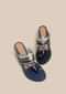 Navy Blue Kolhapuri Heels In Satin With Gold Braiding And Button Details By Sole House