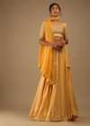 Daffodil Yellow Lehenga With Choli Set In Digital Bandhani Print, Choli Comes In Sequins Embroidery Buttis