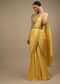 Daffodil Yellow Ready Pleated Mermaid Cut Saree In Satin With Bandhani Print And Sequins Embroidered Crop Top