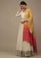 Daisy White Embroidered Anarkali Suit In Georgette With Yellow-Orange Ombre Bandhani Dupatta