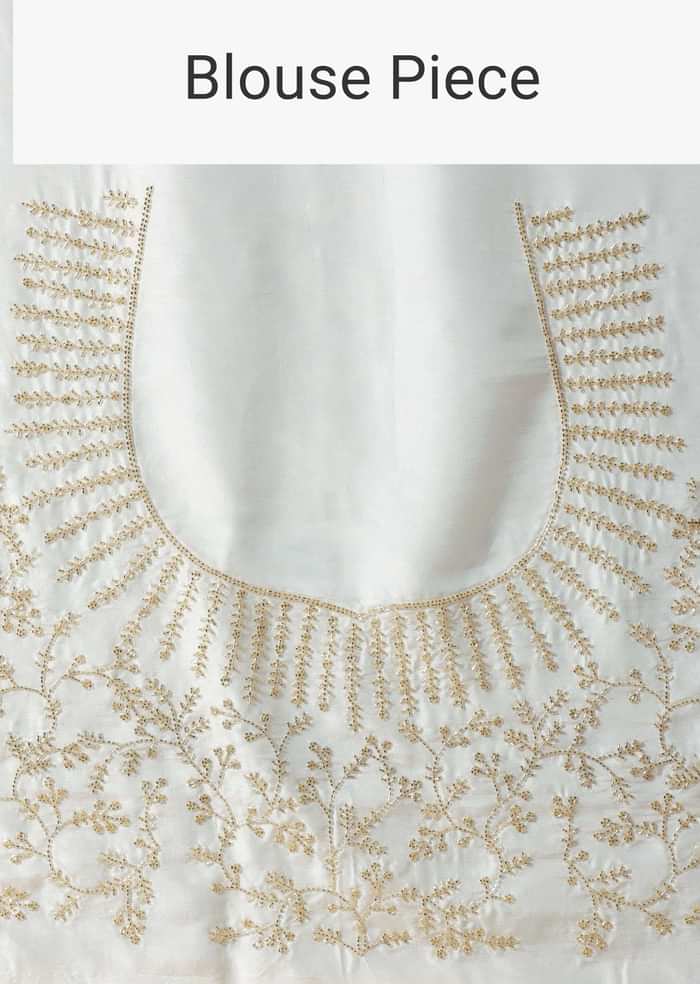 Daisy White Organza Saree In With Cut Dana Embroidered Borders