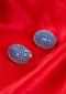 Dark Blue Studs With Silver Jaal Coating Online - Kalki Fashion