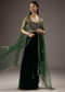 Dark Green Velvet Crop Top Skirt With Heavy Embroidery
