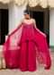 Dark Pink Georgette Sharara Set With Embroidered Kurta And Choker Dupatta