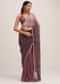 Dark Brown Dual Shaded Sequins Saree With Scalloped Border