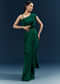 Dark Green Crepe Ready Pleated Saree With Heavy Embroidery