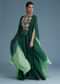 Dark Green Georgette Palazzo Set With Ombre Sleeves