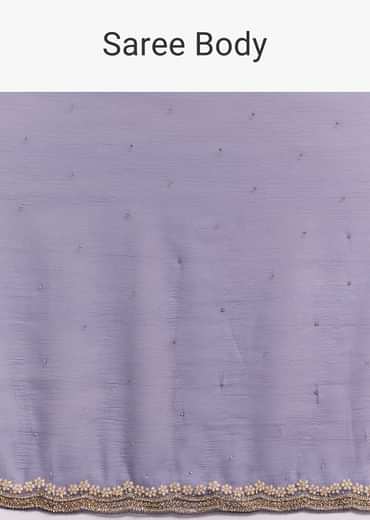 Dark Lavender Crushed Tissue Saree With Stone And Cutdana Embellished Border