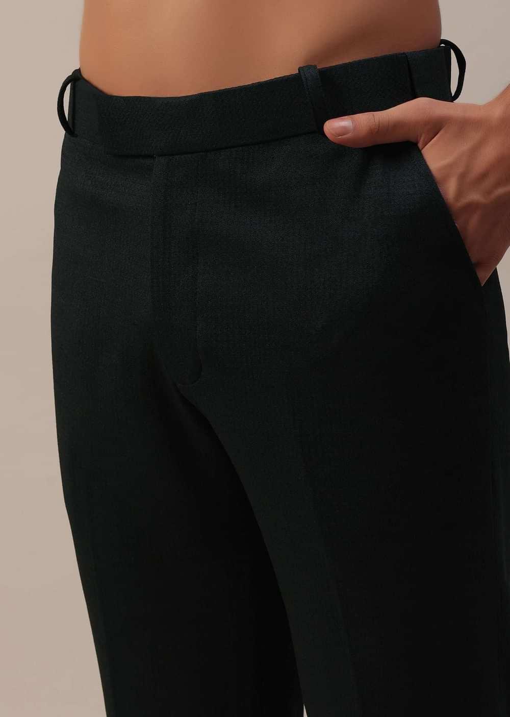 Dark Olive Green Velvet Indowestern With Threadwork And Sequins