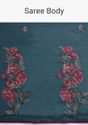 Dark Peacock Blue Saree In Silk With Colorful Resham Embroidered Rose Motifs Along The Border Online - Kalki Fashion