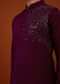 Mulberry Purple Embroidered Cotton Silk Bandi Jacket Set