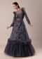 Dark Purple Embroidered Fancy Ruffle Gown Kalki