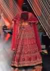 Dark Red Lehenga With A Crop Top In Royal Heritage Embroidery, Crop Top Comes In Scalloped Neckline