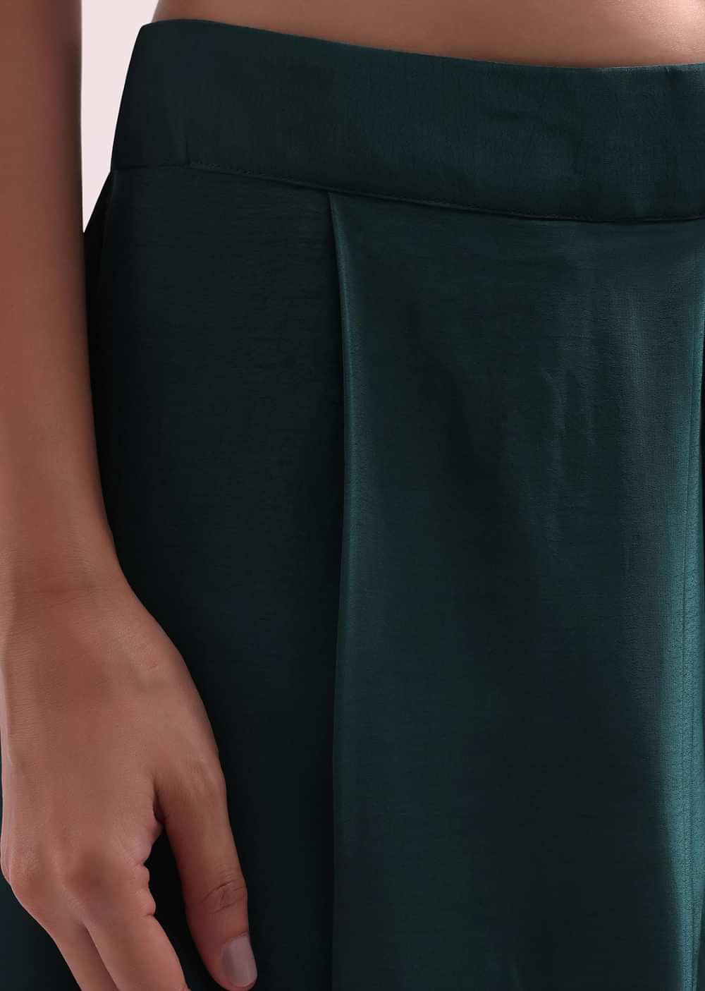 Teal Green Croptop And Dhoti With Embroidered Cape