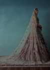 Deep Red Hand Embroidered Bridal Lehenga And blouse Set In Velvet